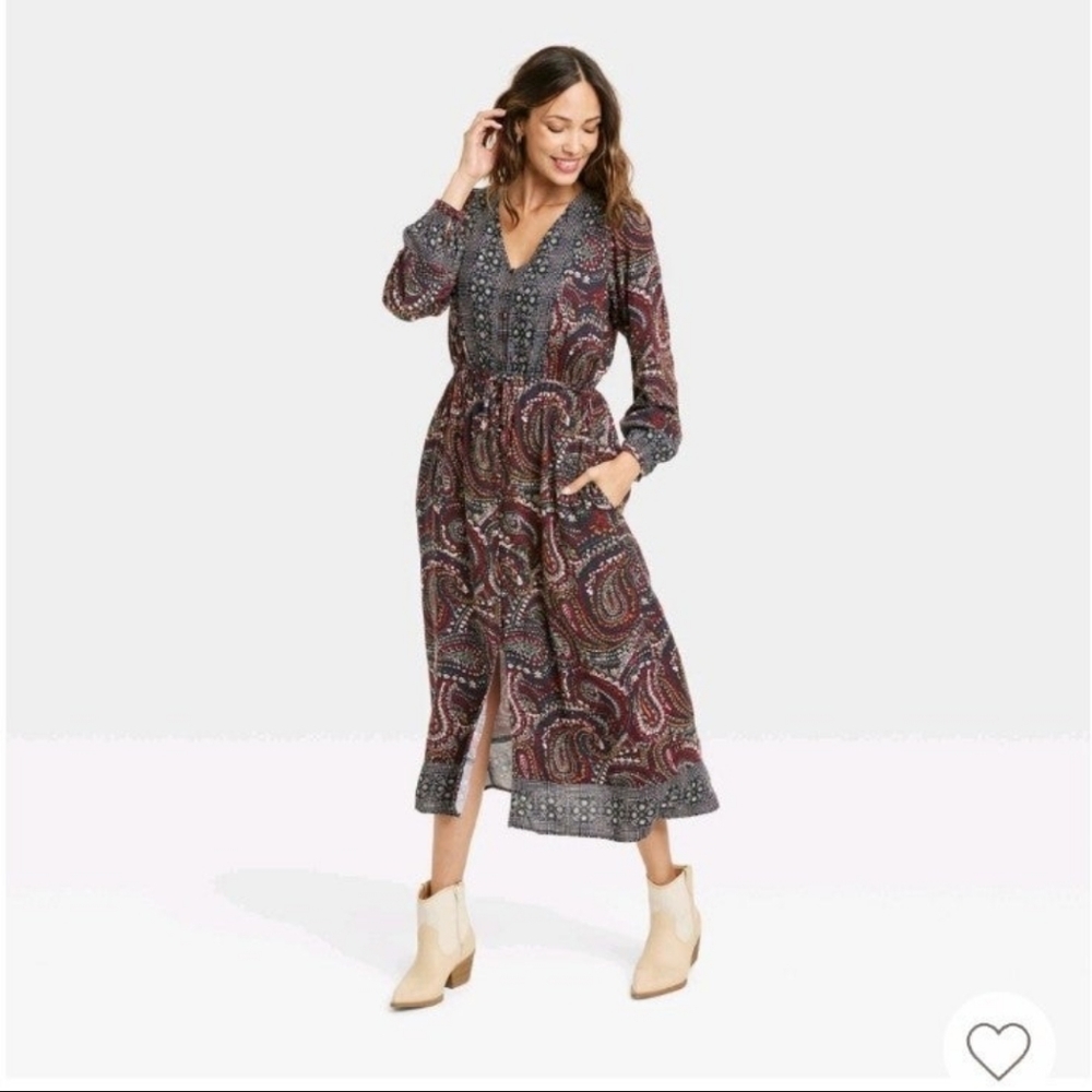 Women's Long Sleeve Button-Front Dress - Knox Rose, Size M